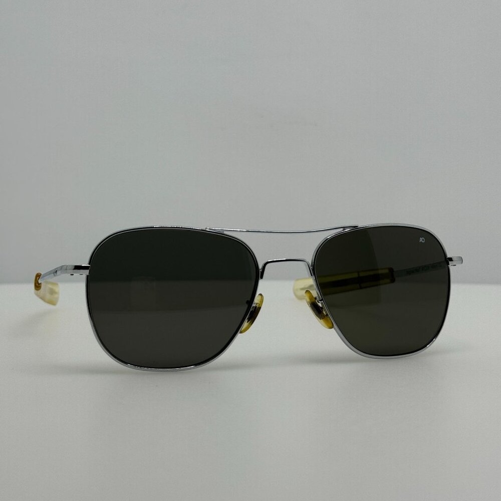 American Optical Sunglasses Original Pilot AO USA 5 1/2 Chrome 57-20-140